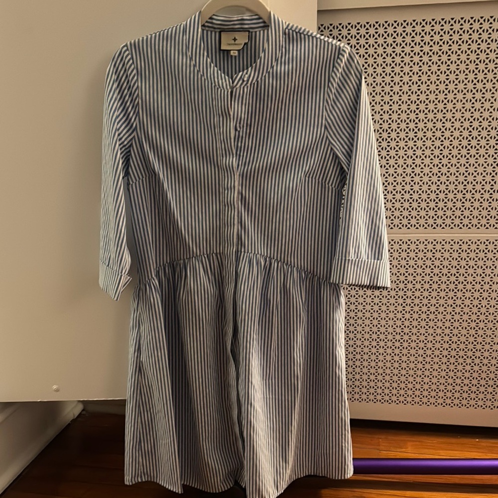 Blue and White Striped Dress